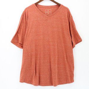 Mutual Weave Shirt Mens Orange Short Sleeve V Neck Solid Cotton Blend Size 2XL